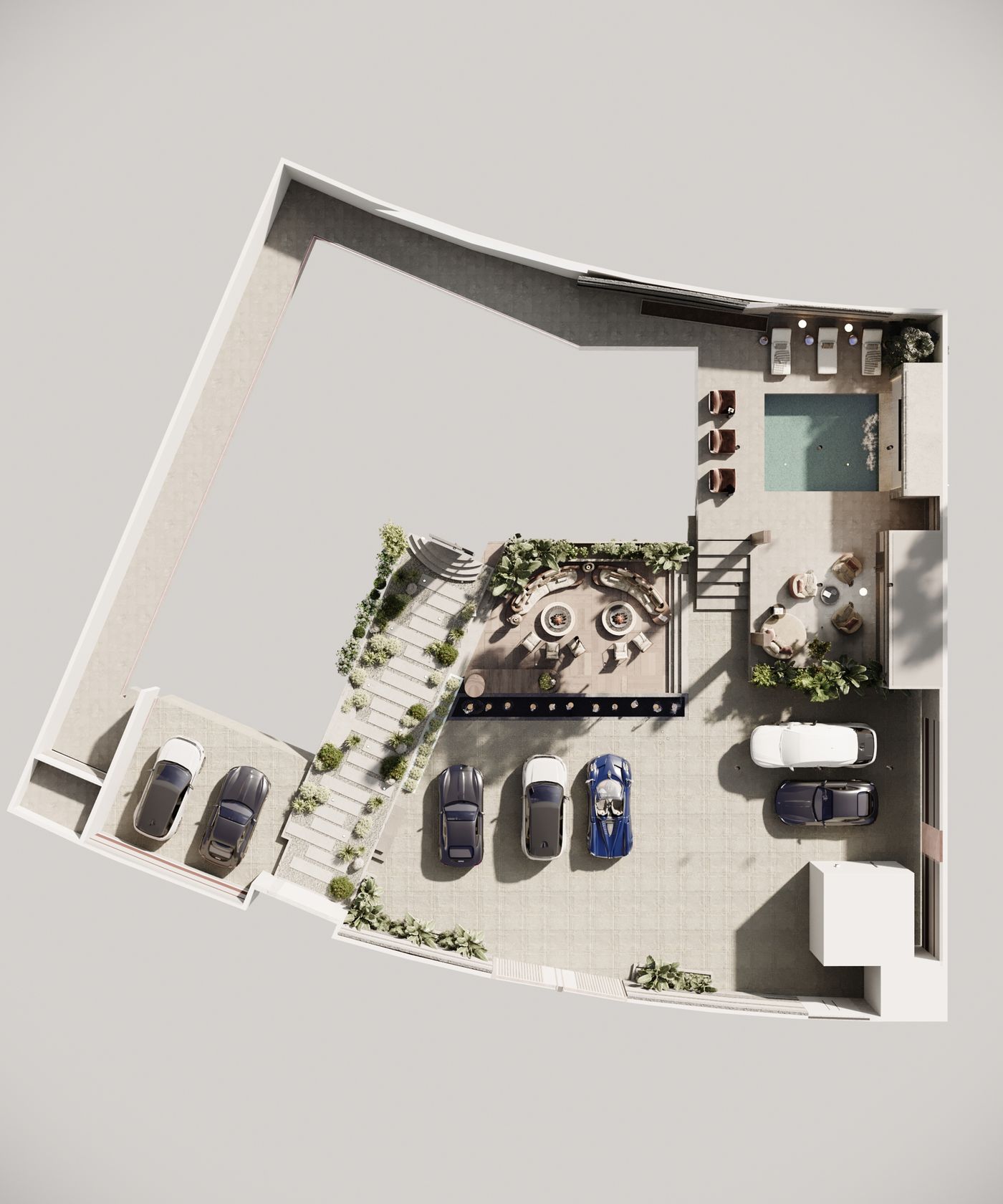 Landscape site plan — zoning of majlis, pool and entry court